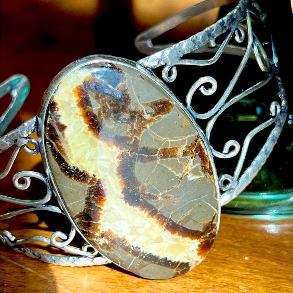 Septarian Silver Cuff Bracelet